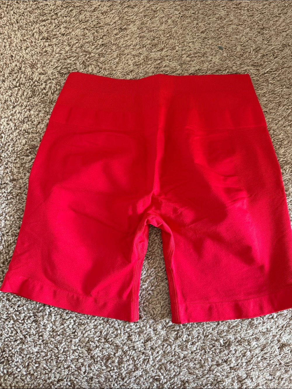 High-Waist Red Seamless Bike Shorts